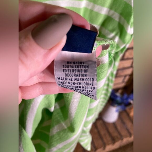 Green white striped polo blouse - Picture 6 of 7